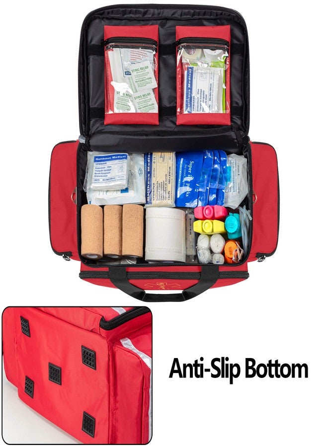 Trunab Emergency Responder Trauma Bag Empty, Professional First Aid Kits Storage Medical Bag with Inner Dividers and No-Scratch Bottom, Ideal for EMT, EMS, Paramedics, Red, BAG ONLY - Image 4